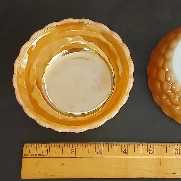 1950s Fire King Anchor Hocking PEACH LUSTRE Bubble 2 Bowls - Picture 6 of 9